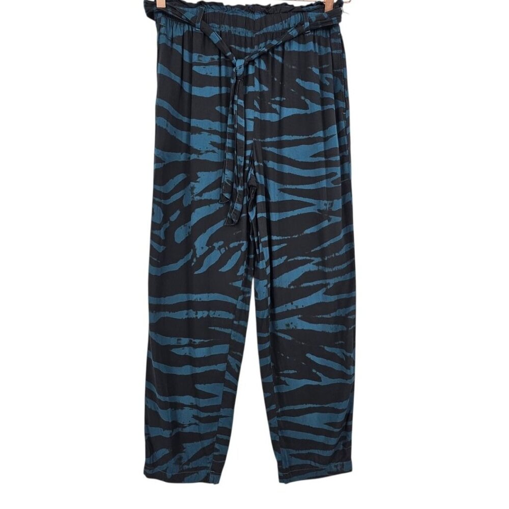 Bella Dahl Womens M Blue Black Atlas Belted Trouser Pants NWT